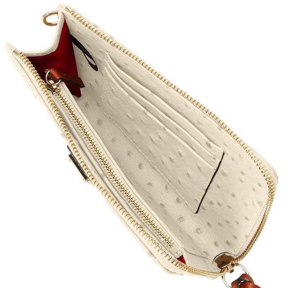 Dooney & Bourke Ostrich Folded Zip Wristlet - Bone - Picture 3 of 3